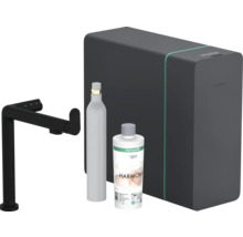 Système d''eau gazeuse Hansgrohe avec robinet, bouteille de CO2 et cartouche filtrante