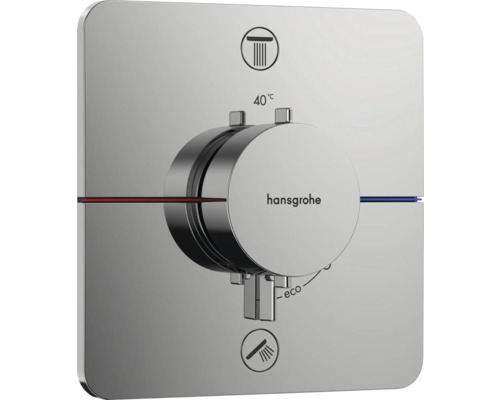 hansgrohe Unterputz Thermostat Dusche SHOWERSELECT COMFORT Q chrom ohne Unterputzgrundkörper 15586000 Hansgrohe Logo Thermostatarmatur für Dusche mit Temperaturbegrenzung bei 40 Grad