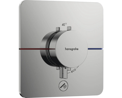 hansgrohe Unterputz Thermostat Dusche SHOWERSELECT COMFORT Q chrom ohne Unterputzgrundkörper 15589000 Hansgrohe Fertigset für Thermostat Unterputzarmatur mit 40 Grad Celsius Anzeige und Eco Funktion