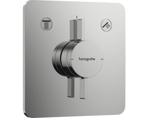 Robinet de douche encastré hansgrohe DUOTURN Q pour 2 utilisateurs chrome sans corps de base encastré 75414000 Hansgrohe Set de finition pour thermostatique encastré avec inverseur pour une fonction