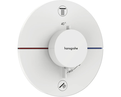 Thermostat de douche encastré hansgrohe ShowerSelect Comfort S blanc mat 15554700 sans corps de base à encastrer