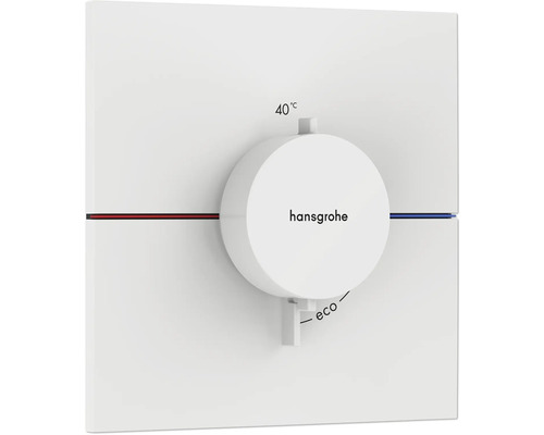 hansgrohe Unterputz Thermostat Dusche SHOWERSELECT COMFORT E weiß matt ohne Unterputzgrundkörper 15574700 Hansgrohe Logo auf Thermostat mit Temperatureinstellung und Eco-Funktion
