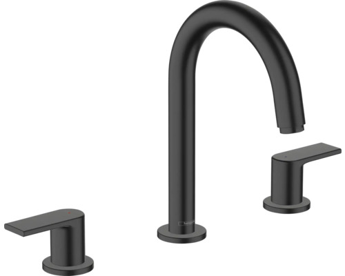 hansgrohe 3-Loch Waschtischarmatur VERNIS SHAPE mit Zugstangen-Ablaufgarnitur schwarz matt 71563670