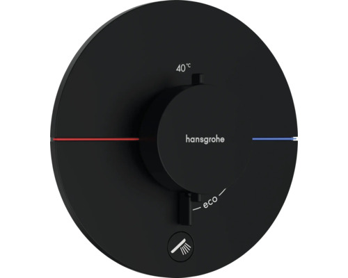 hansgrohe Unterputz Thermostat Dusche SHOWERSELECT COMFORT S schwarz matt ohne Unterputzgrundkörper 15562670 Hansgrohe Fertigset für Unterputz Thermostat mit Temperaturregler und Eco-Funktion