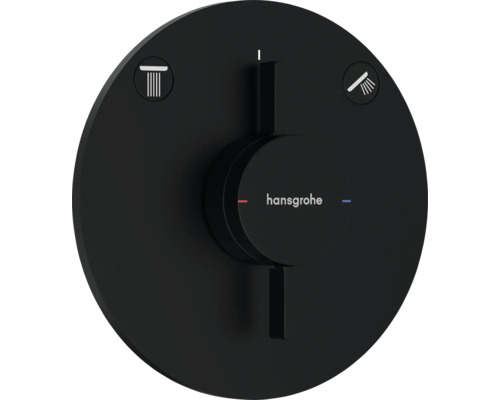 Robinet de douche encastré hansgrohe DUOTURN S pour 2 utilisateurs noir mat sans corps de base encastré 75418670 Logo Hansgrohe. Thermostat de douche noir avec régulateur de température et inverseur.