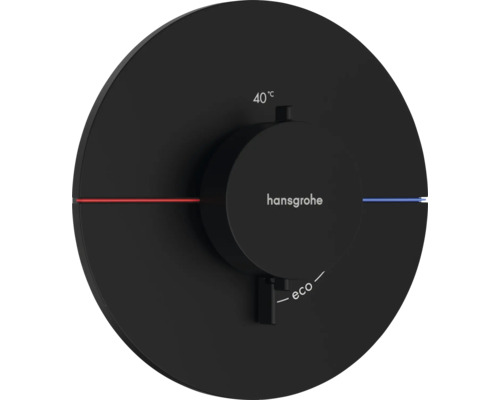 hansgrohe Unterputz Thermostat Dusche SHOWERSELECT COMFORT S schwarz matt ohne Unterputzgrundkörper 15559670 Hansgrohe Fertigset für Thermostat Unterputzarmatur mit Temperaturregler, 40 Grad Celsius Anzeige und Eco Funktion
