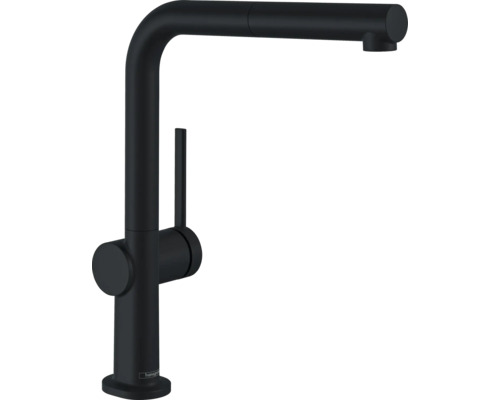 Schwarze Küchenarmatur mit schwenkbarem Auslauf von Hansgrohe