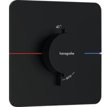 Hansgrohe Logo auf einer Thermostatarmatur mit Temperatureinstellung und Eco-Funktion