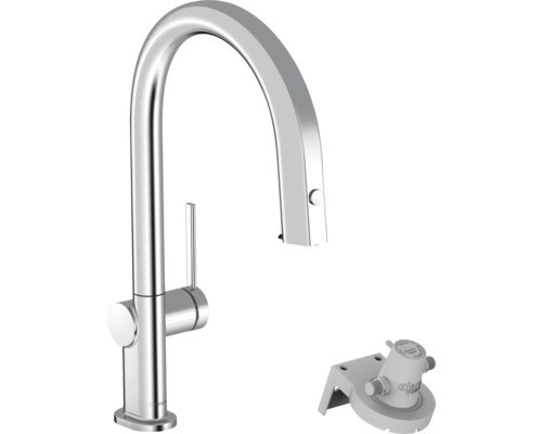 Mitigeur de cuisine hansgrohe avec fonction filtre AQITTURA M91 chrome avec tête de filtre 76803000 Robinet de cuisine avec système de filtre à eau