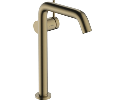 hansgrohe Waschtischarmatur für Aufsatzwaschbecken TECTURIS S 240 CoolStart brushed bronze gebürstet mit Push-Open Ablaufventil 73373140 Hansgrohe Logo Waschtischarmatur mit hohem Auslauf