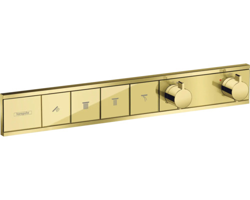 hansgrohe Unterputz Thermostat Dusche RainSelect polished gold optic für 4 Verbraucher ohne Unterputzgrundkörper 15382990 Hansgrohe Armatur zur Unterputzmontage mit mehreren Bedienelementen