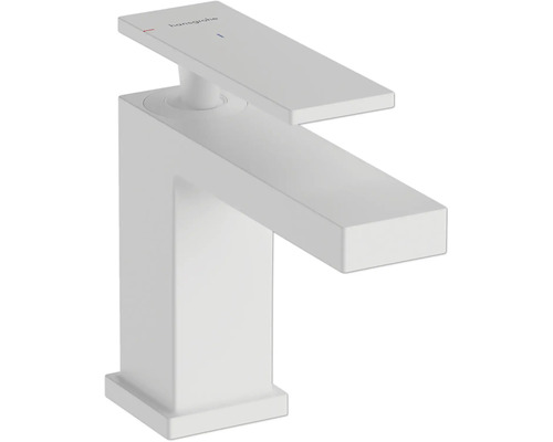 hansgrohe Waschtischarmatur TECTURIS E 80 CoolStart weiß matt mit Zugstangen-Ablaufgarnitur 73004700