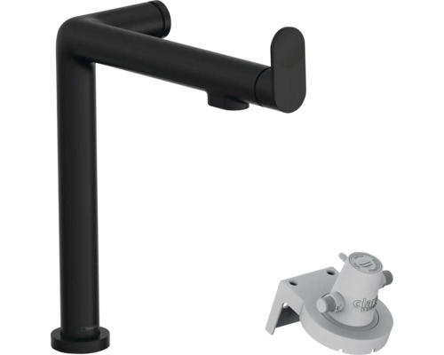 Mitigeur de cuisine hansgrohe avec fonction de filtre AQITTURA M91 FilterSystem 240 noir mat avec tête de filtre 76804670 Robinet de lavabo avec raccordement pour filtre à eau