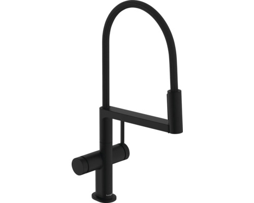 Robinetterie de cuisine hansgrohe TALIS SELECT M54 POWDERSPRAY noir mat 72861670 Robinet de cuisine noir à col de cygne