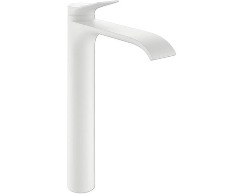 hansgrohe Waschtischarmatur für Aufsatzwaschbecken VIVENIS 250 CoolStart mit Zugstangen-Ablaufgarnitur weiß matt 75044700 Hoher Waschtischmischer für Waschtischmontage