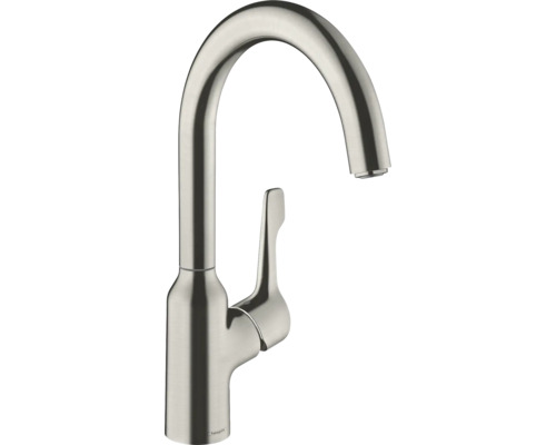 Robinetterie de cuisine hansgrohe FOCUS 220 M43 acier inoxydable brossé 71812800 Robinet de cuisine en métal avec bec haut