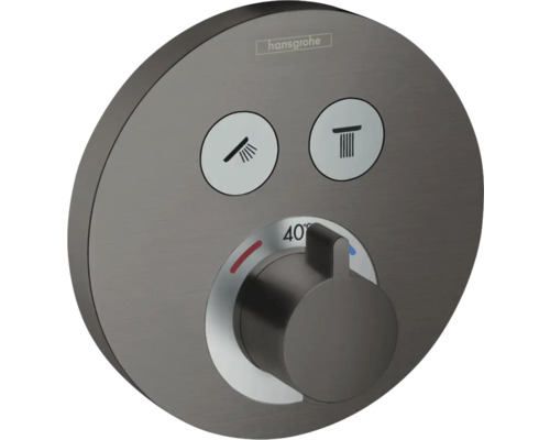 hansgrohe Unterputz Thermostat Dusche SHOWERSELECT S brushed black chrom gebürstet ohne Unterputzgrundkörper 15743340 Hansgrohe Fertigset für Unterputz Thermostat mit Absperrventil