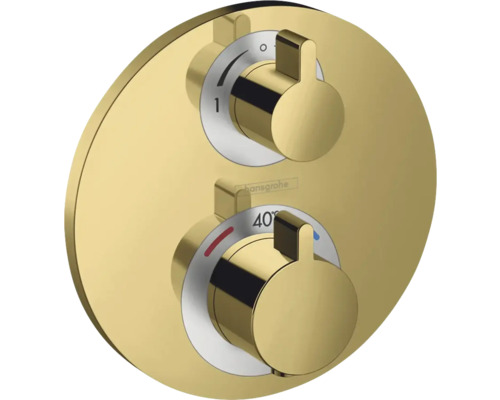 hansgrohe Unterputz Thermostat Dusche ECOSTAT S polished gold optic ohne Unterputzgrundkörper 15758990 Hansgrohe Fertigset für Thermostat mit zwei Absperrventilen