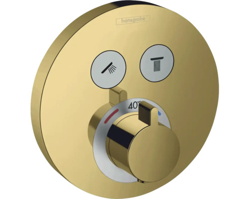 hansgrohe Unterputz Thermostat Dusche SHOWERSELECT S polished gold optic ohne Unterputzgrundkörper 15743990 Hansgrohe Thermostatmischer zur Steuerung von Dusche und Badewanne