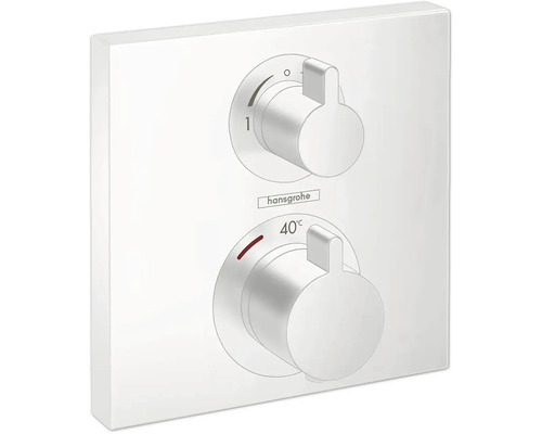 hansgrohe Unterputz Thermostat Dusche ECOSTAT SQUARE weiß matt ohne Unterputzgrundkörper 15714700 Hansgrohe Unterputz-Thermostatarmatur mit zwei Drehrädchen