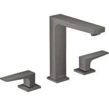 hansgrohe 3-Loch Waschtischarmatur METROPOL 160 brushed black chrom mit Push-Open Ablaufventil 32515340
