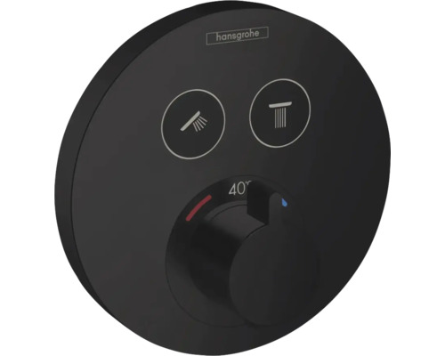 hansgrohe Unterputz Thermostat Dusche SHOWERSELECT S schwarz matt ohne Unterputzgrundkörper 15743670 Hansgrohe Logo. Thermostatarmatur mit Temperaturbegrenzung.