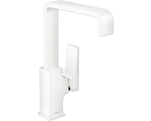 Robinetterie de lavabo hansgrohe METROPOL 230 blanc mat avec bonde de vidage clic-clac 32511700 Robinet de lavabo au design angulaire