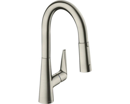 Robinetterie de cuisine hansgrohe avec douchette TALIS 160 M51 acier inoxydable brossé 73850800 Robinet de cuisine avec bec haut et douchette extractible