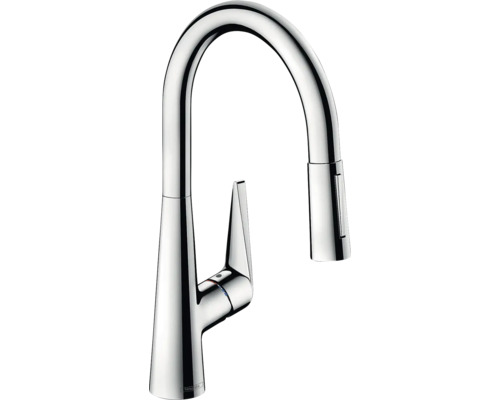 Robinetterie de cuisine hansgrohe avec douchette TALIS 200 M51 chrome 73851000 Robinet de cuisine avec bec haut et douchette extractible