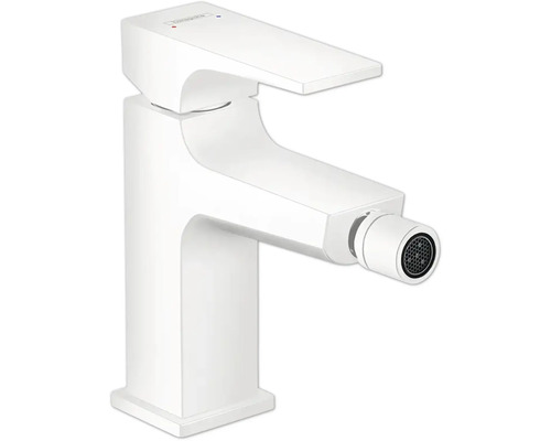 hansgrohe Bidetarmatur METROPOL weiß matt mit Push-Open Ablaufventil 32520700 Weiße Bidetarmatur mit verstellbarem Strahlregler