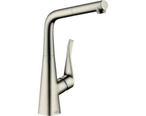 Mitigeur de cuisine hansgrohe avec douchette extractible METRIS M71 acier inoxydable brossé 14821800 Robinet de cuisine avec douchette extractible