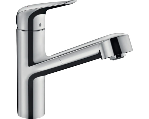 Robinetterie de cuisine hansgrohe avec bec extractible FOCUS 150 M42 Eco chrome 71865000 Mitigeur monocommande pour lavabo en métal