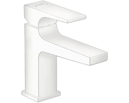 Robinetterie de lavabo hansgrohe METROPOL 100 blanc mat avec bonde de vidage clic-clac 32500700 Robinet de lavabo au design épuré