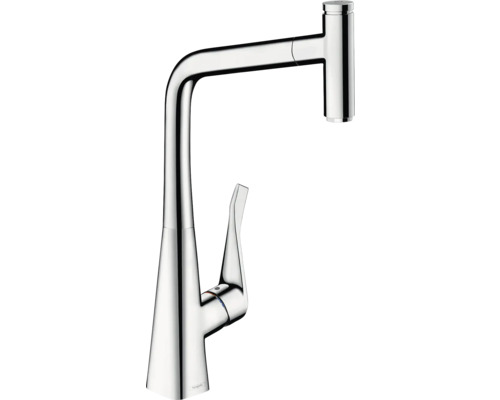 Robinetterie de cuisine avec bec extractible hansgrohe METRIS SELECT 320 M71 chrome 73803000 Robinet de cuisine avec douchette extractible