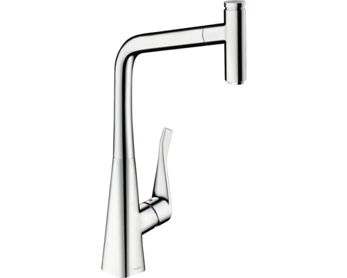 Robinetterie de cuisine hansgrohe avec bec extractible METRIS SELECT 320 M71 Eco chrome 73807000 Robinet de cuisine avec bec pivotant