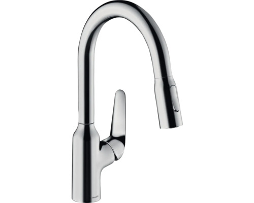 Robinetterie de cuisine hansgrohe avec douchette FOCUS 180 M42 Eco chrome 71862000 Robinet de cuisine avec bec haut et douchette extractible