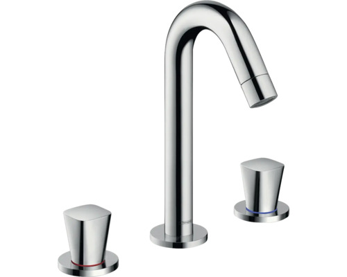 hansgrohe 3-Loch Waschtischarmatur LOGIS Eco chrom mit Zugstangen-Ablaufgarnitur 71133000