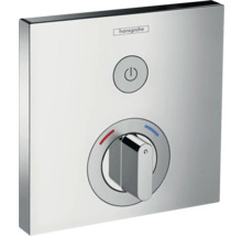 Hansgrohe Logo. Duscharmatur mit Temperaturregler und Ein/Aus-Taste.
