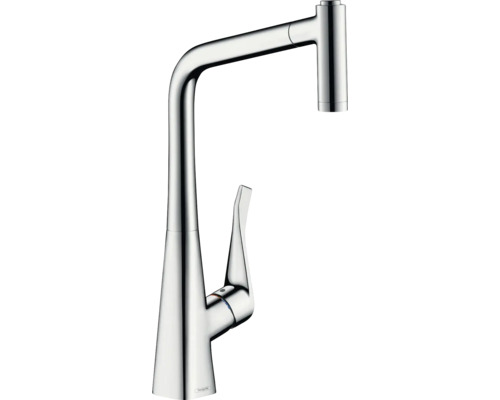 Robinetterie de cuisine hansgrohe avec douchette METRIS 320 M71 Eco chrome 73824000 Robinet de cuisine Hansgrohe avec bec haut