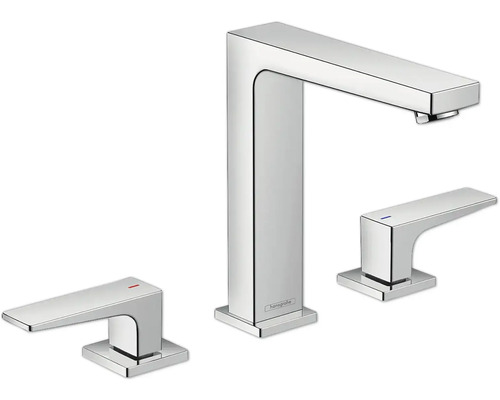 hansgrohe 3-Loch Waschtischarmatur METROPOL 160 chrom mit Push-Open Ablaufventil 32515000