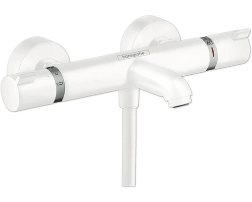 hansgrohe Badewannenarmatur mit Thermostat ECOSTAT COMFORT weiß matt 13114700 Hansgrohe Logo Aufputz Thermostatarmatur