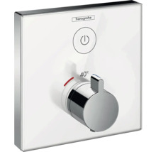 Hansgrohe Logo. Thermostatarmatur mit Temperatureinstellung bis 40 Grad.
