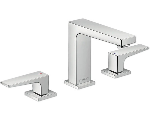 hansgrohe 3-Loch Waschtischarmatur METROPOL 110 chrom mit Push-Open Ablaufventil 32514000