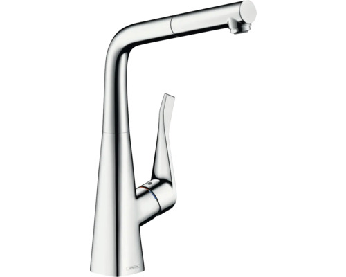 hansgrohe Küchenarmatur mit herausziehbaren Auslauf METRIS M71 chrom 73812000 Küchenarmatur mit Ausziehbrause