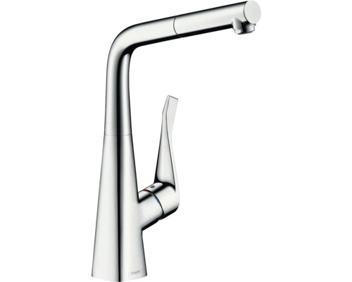hansgrohe Küchenarmatur mit herausziehbaren Auslauf METRIS M71 chrom 73828000 Küchenarmatur mit herausziehbarer Brause