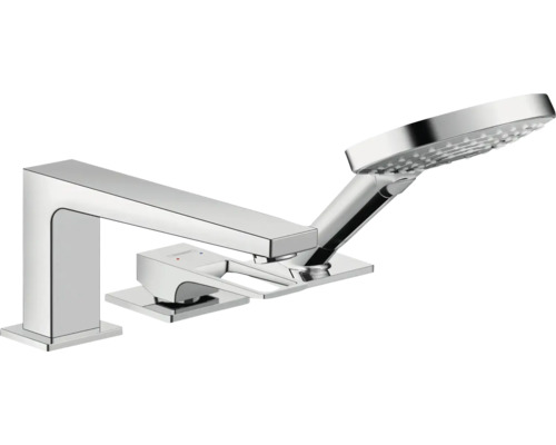 Robinetterie pour bord de baignoire hansgrohe METROPOL à 3 trous chrome sans corps de base encastré 74550000 Robinet de baignoire avec douchette