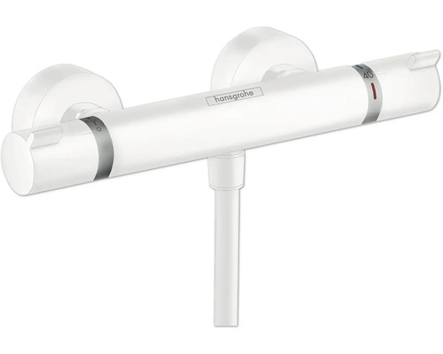 Robinet de douche avec thermostat hansgrohe Ecostat Comfort blanc mat 13116700 Thermostat de douche Hansgrohe pour montage mural