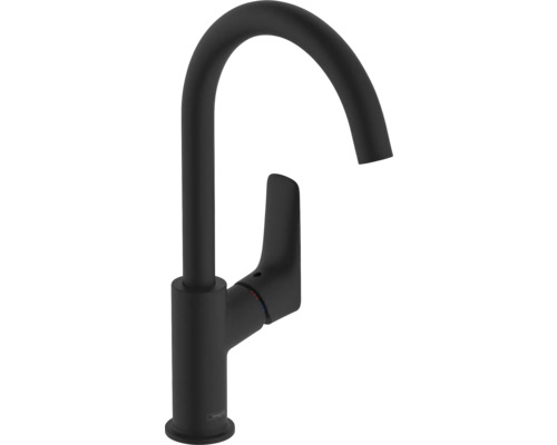 hansgrohe Waschtischarmatur LOGIS 210 Eco schwarz matt mit Zugstangen-Ablaufgarnitur 71130670