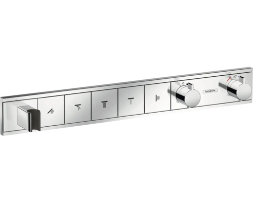 hansgrohe Unterputz Thermostat Dusche RainSelect chrom für 5 Verbraucher mit integriertem Brausehalter ohne Unterputzgrundkörper 15358000 Hansgrohe ShowerSelect Fertigset für Unterputzmontage mit verschiedenen Duschfunktionen und Temperaturregler
