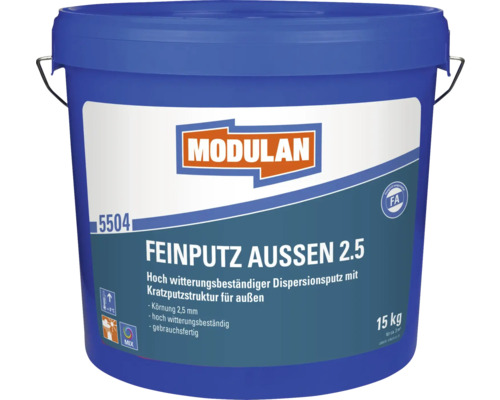 Crépi fin MODULAN 5504 pour l'extérieur granulométrie 2.5 mm blanc 15 kg